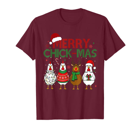 Chicken Christmas Santa Hat Merry Chickmas Xmas Farm Animal T-Shirt