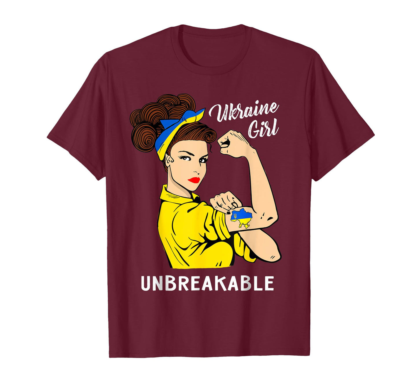 Ukraine Girl Unbreakable T-shirt Ukrainian Flag Strong Woman T-Shirt