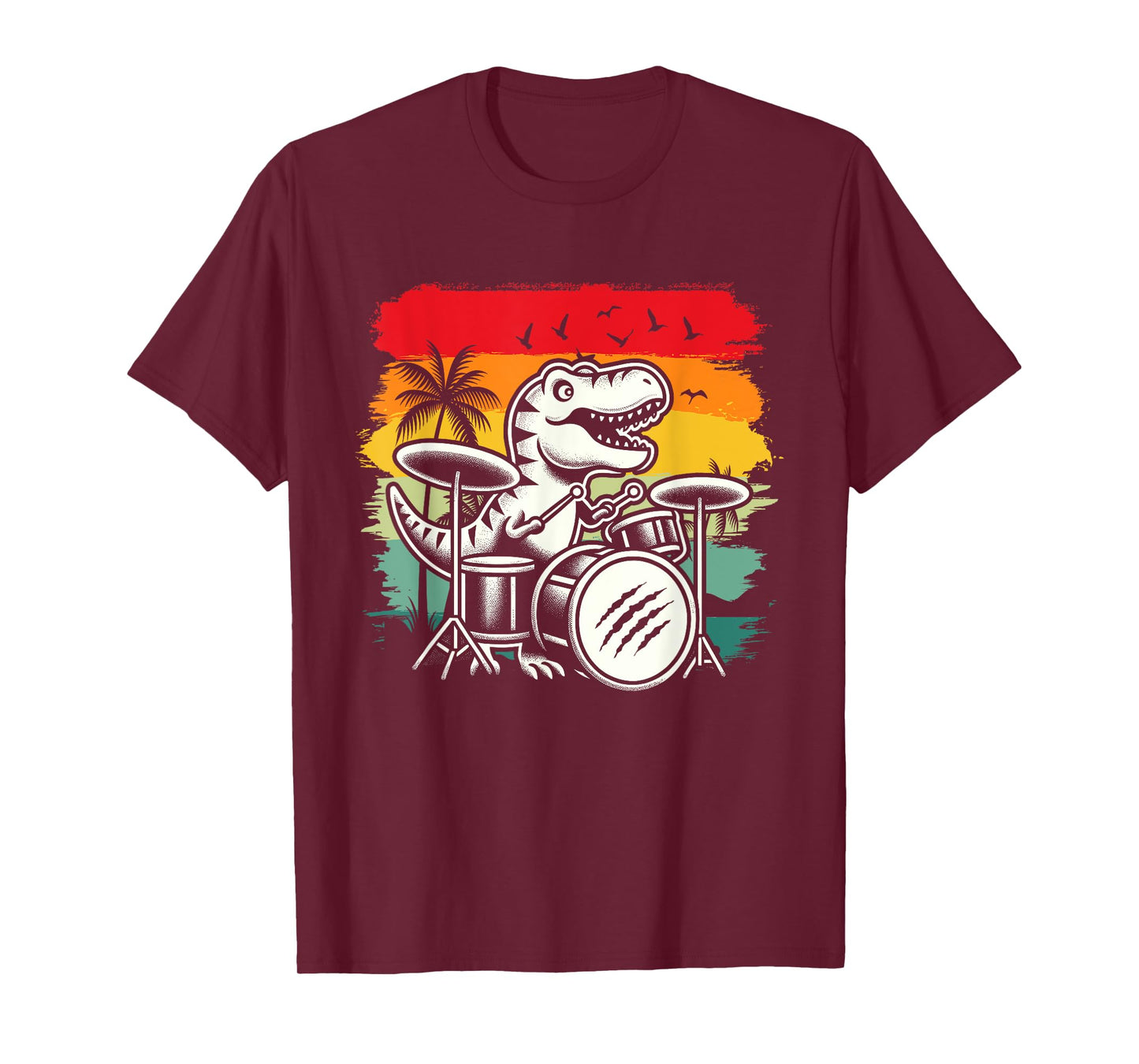 T Rex Dino Drum Dinosaur Music Drummer Vintage Boys Men Kids T-Shirt