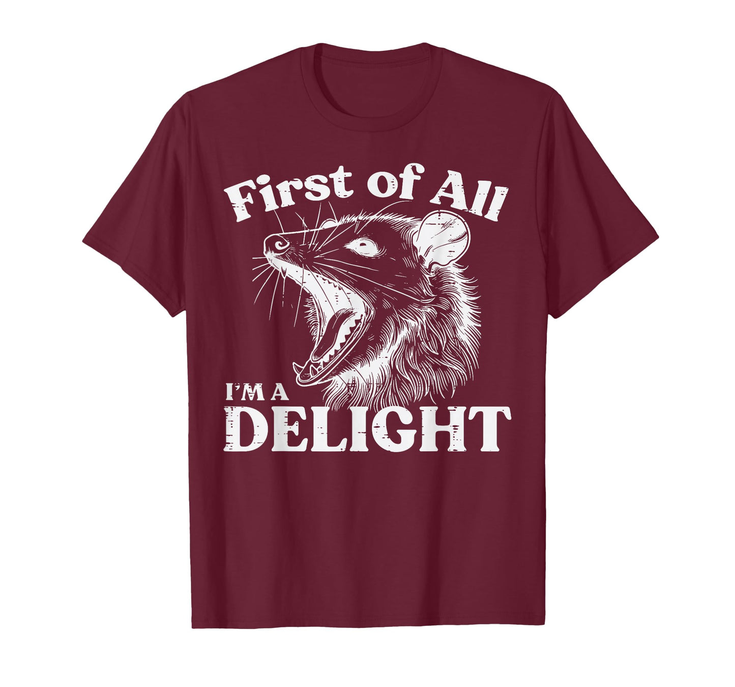 Opossum First Im A Delight Funny Possum Humor Men Women Kids T-Shirt
