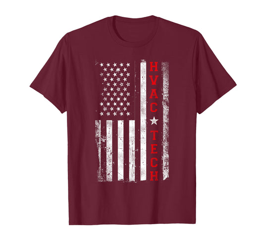 HVAC Technician Tech American Flag Vintage Hvac Technician T-Shirt