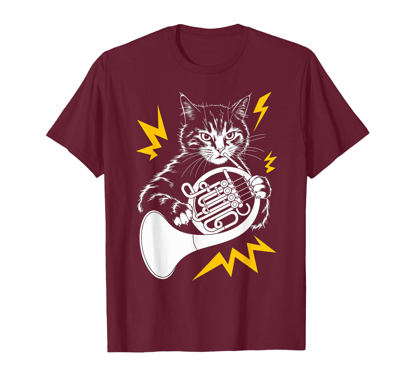 Musik Cat Playing French Horn instrument on Cat Hornist T-Shirt