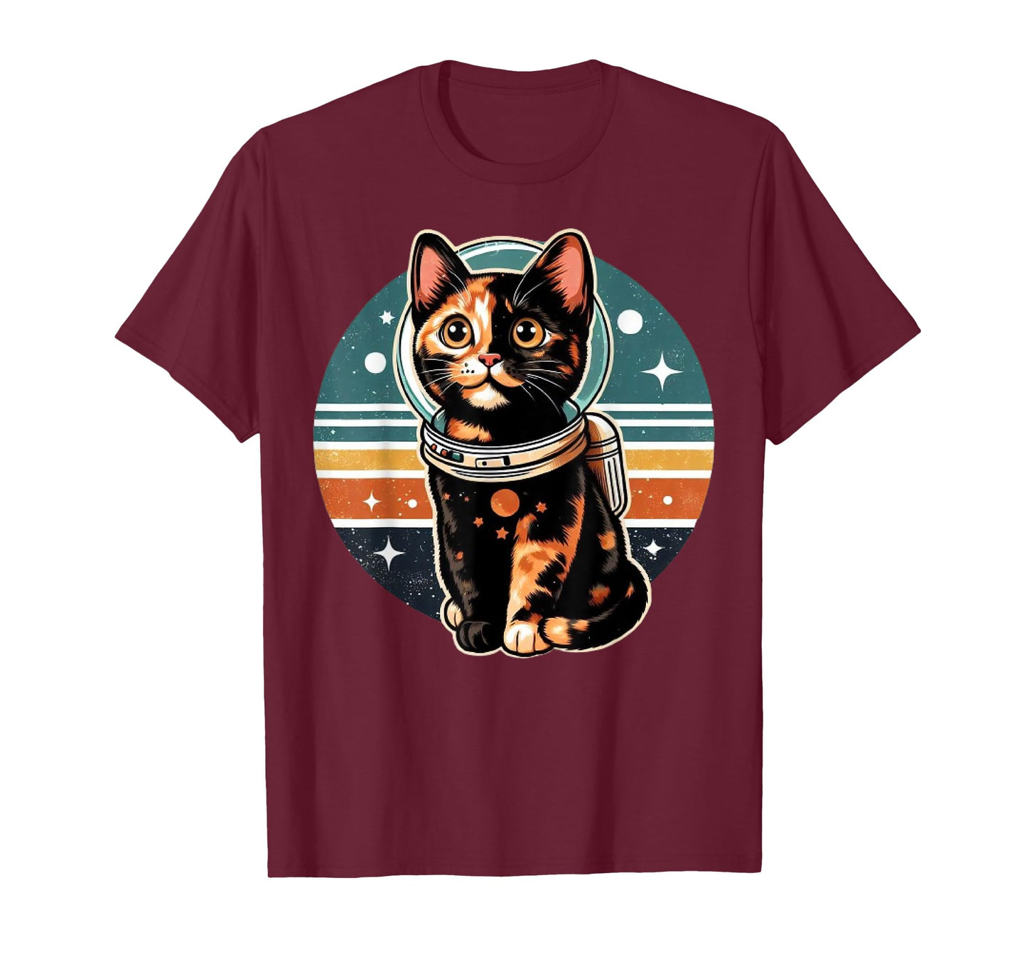 Cute Vintage Tortoiseshell Cat Retro Space Cat T-Shirt
