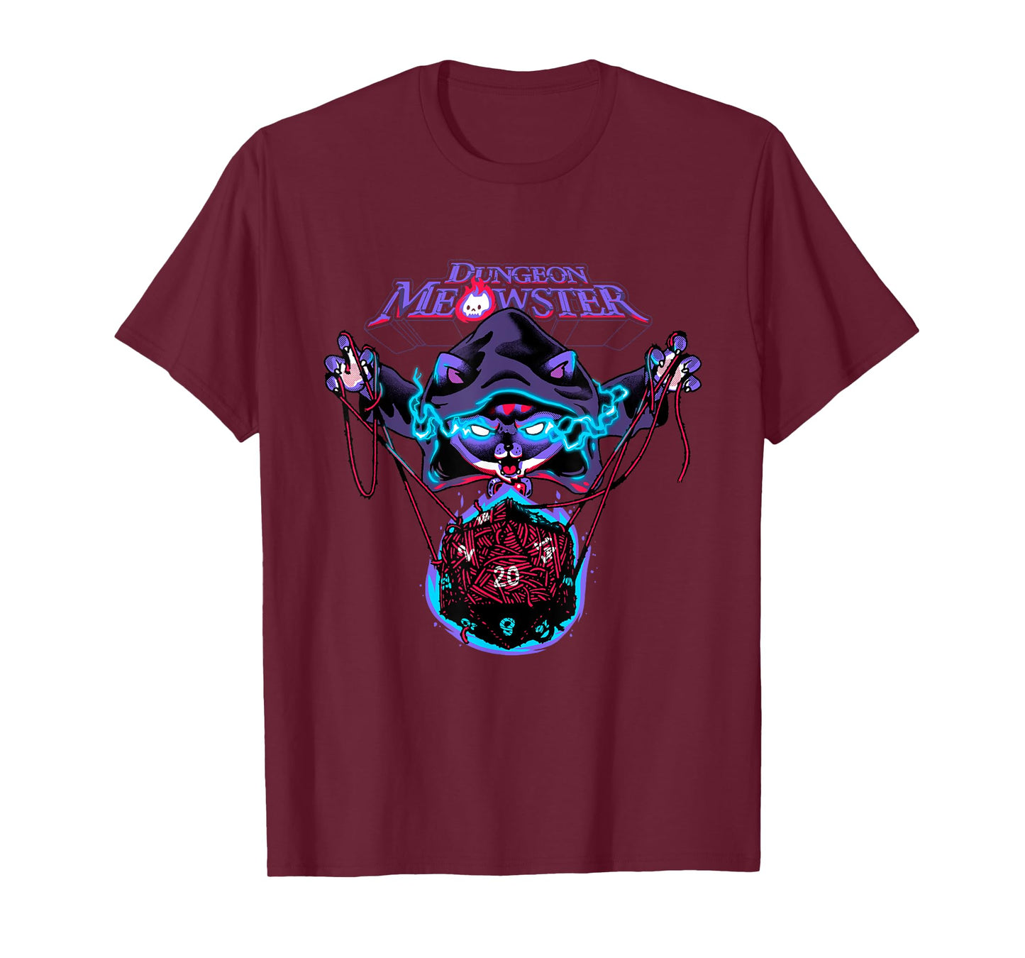 Dungeon Meowster Funny Nerdy Gamer Cat D20 Tabletop RPG T-Shirt