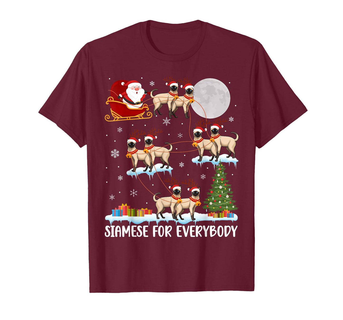 Siamese for Everybody Siamese Christmas Siamese Cat Xmas T-Shirt