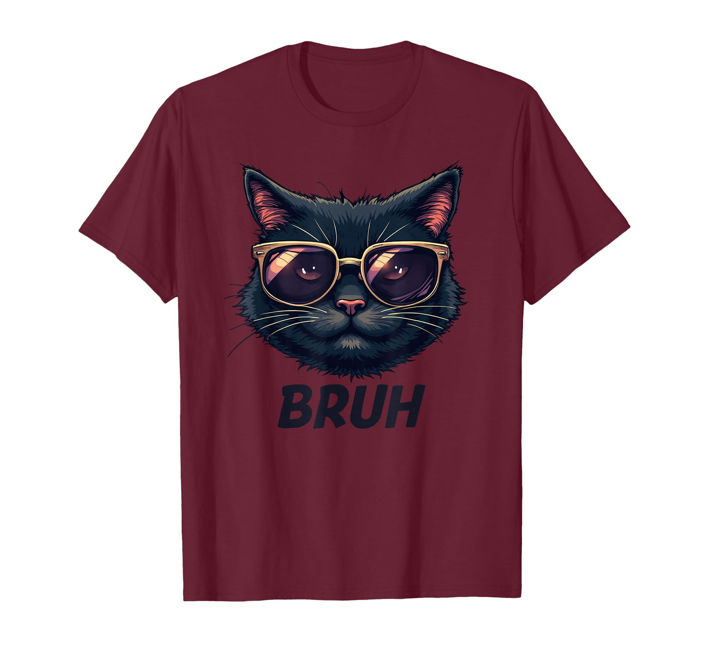 Meme saying Black Cat BRUH sunglasses for kids Men teens T-Shirt