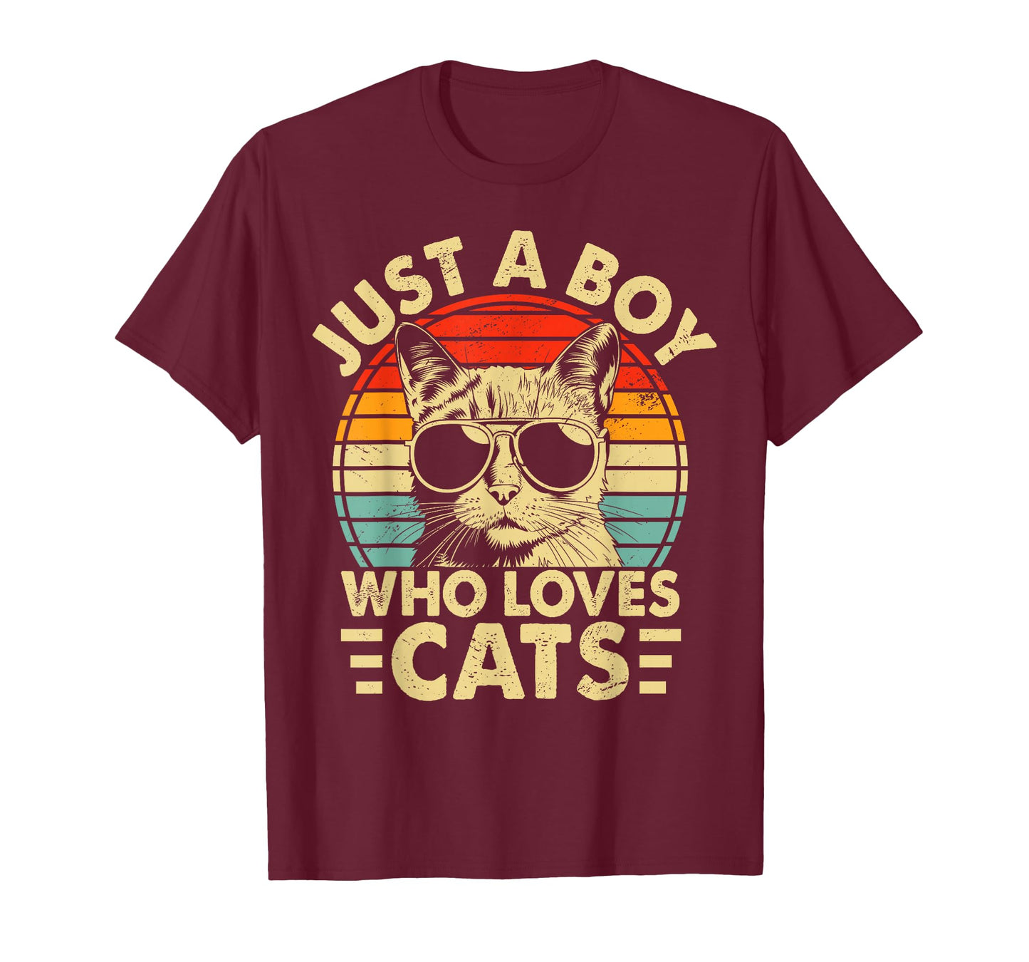 Vintage Just A Boy Who Loves Cats Boy Kitten Cat Lover Boys T-Shirt