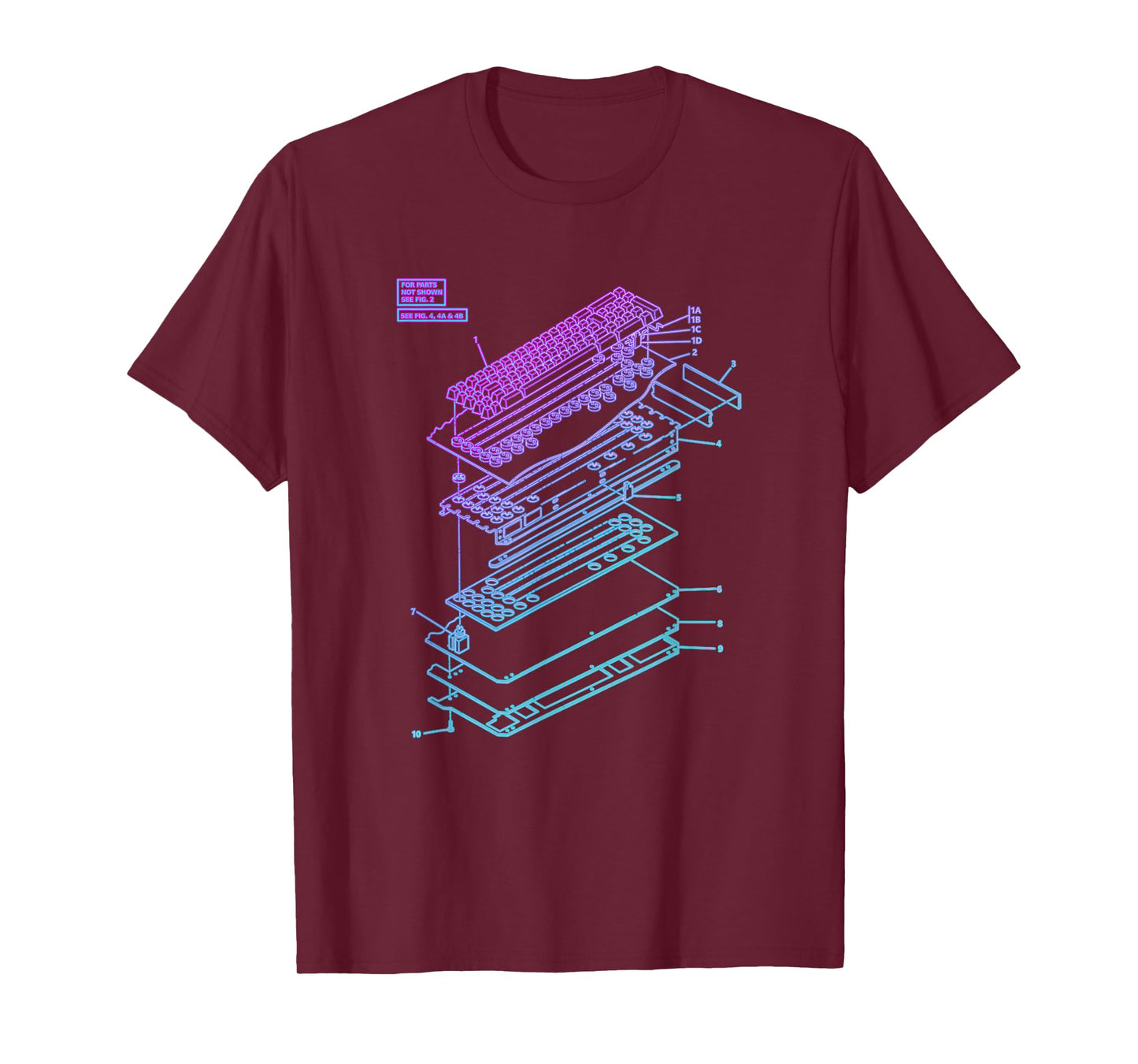 All Things Geek by MCMA Mechanical Keyboard Patent Drawing Graphic Design Art T-Shirt