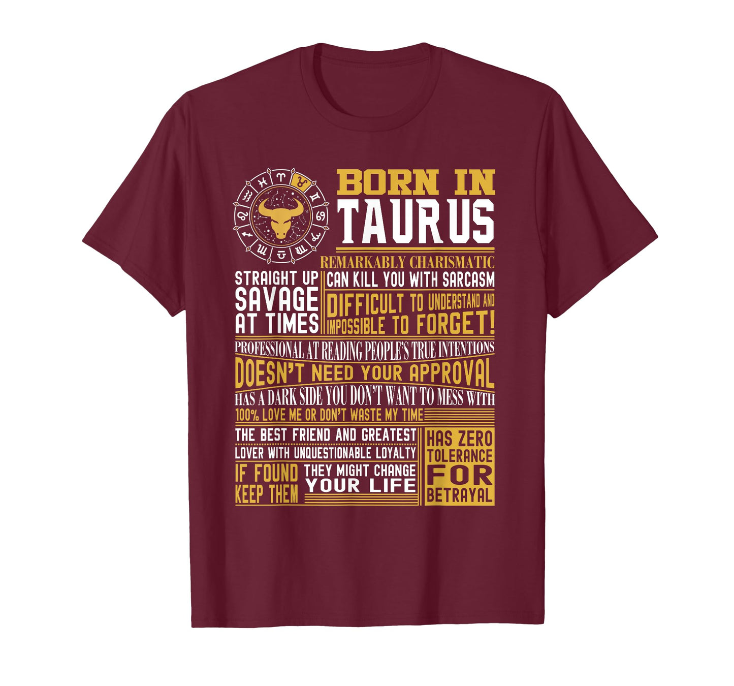 Born in Taurus Facts T-Shirt for mens and womens T-Shirt