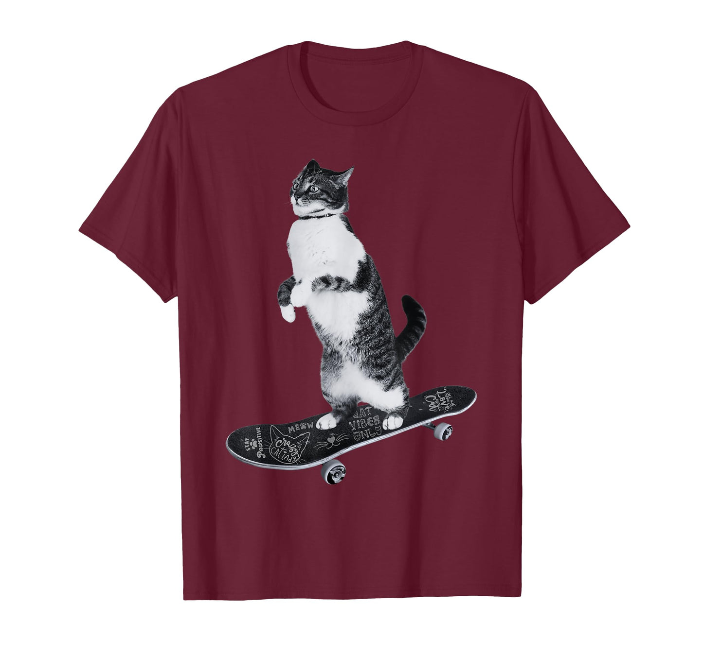 Funny Cats Lovers Skateboarding Cat T-Shirt for Men Women Girls Kids