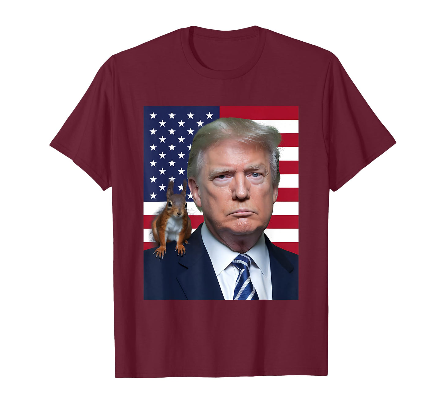 Trump With A Squirrel, Trump Will Save The Squirrels US Flag T-Shirt