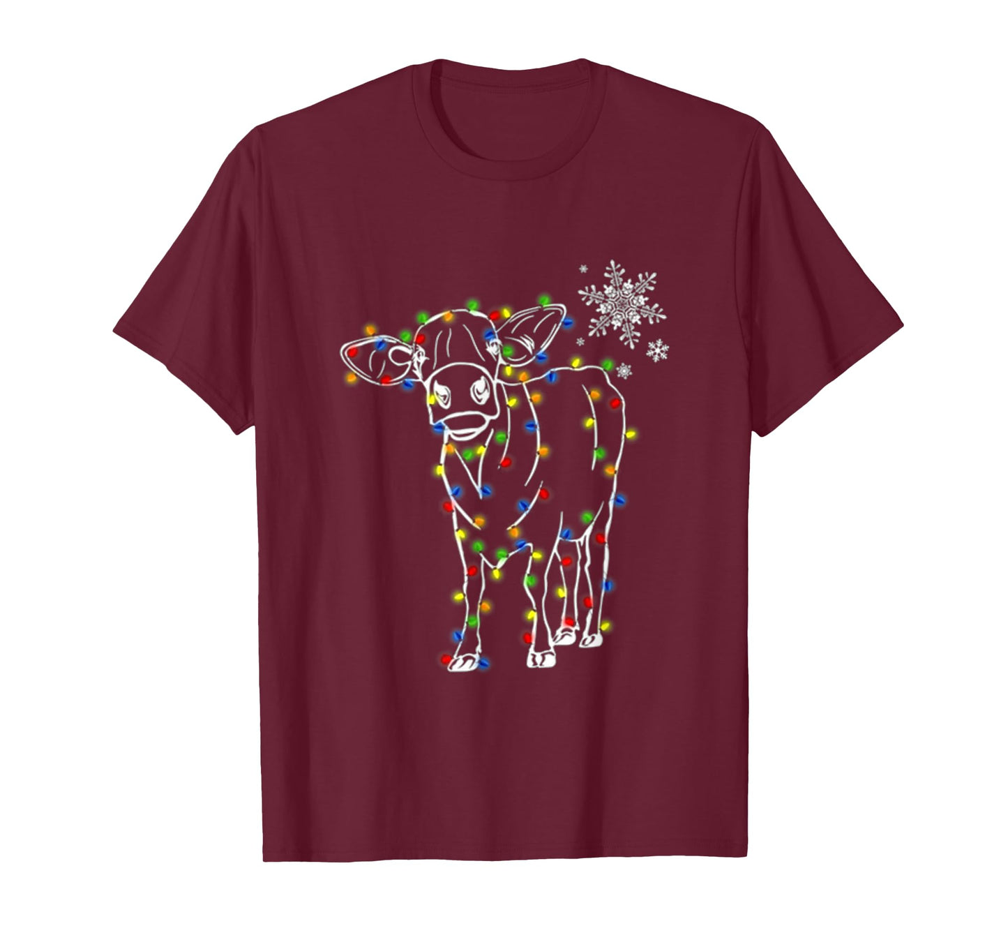 Cow Christmas Light Tree Cow Xmas Snow Lover T-Shirt