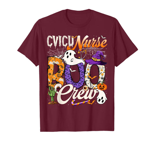 Cute CVICU Nurse Boo Crew Nurse Halloween Ghost Costume T-Shirt