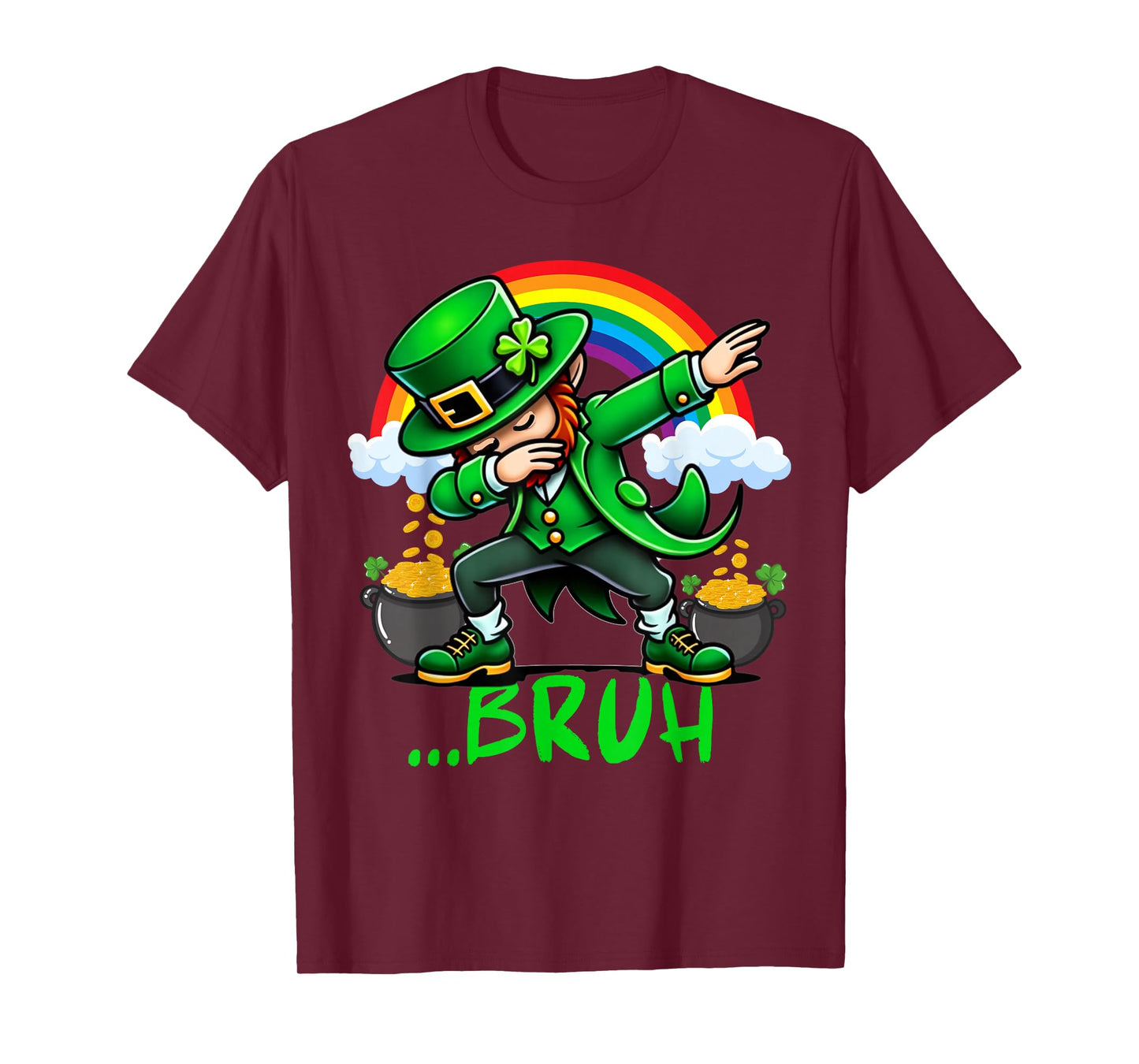 Bruh Dabbing Leprechaun Funny St Patricks Day Boys Kids T-Shirt