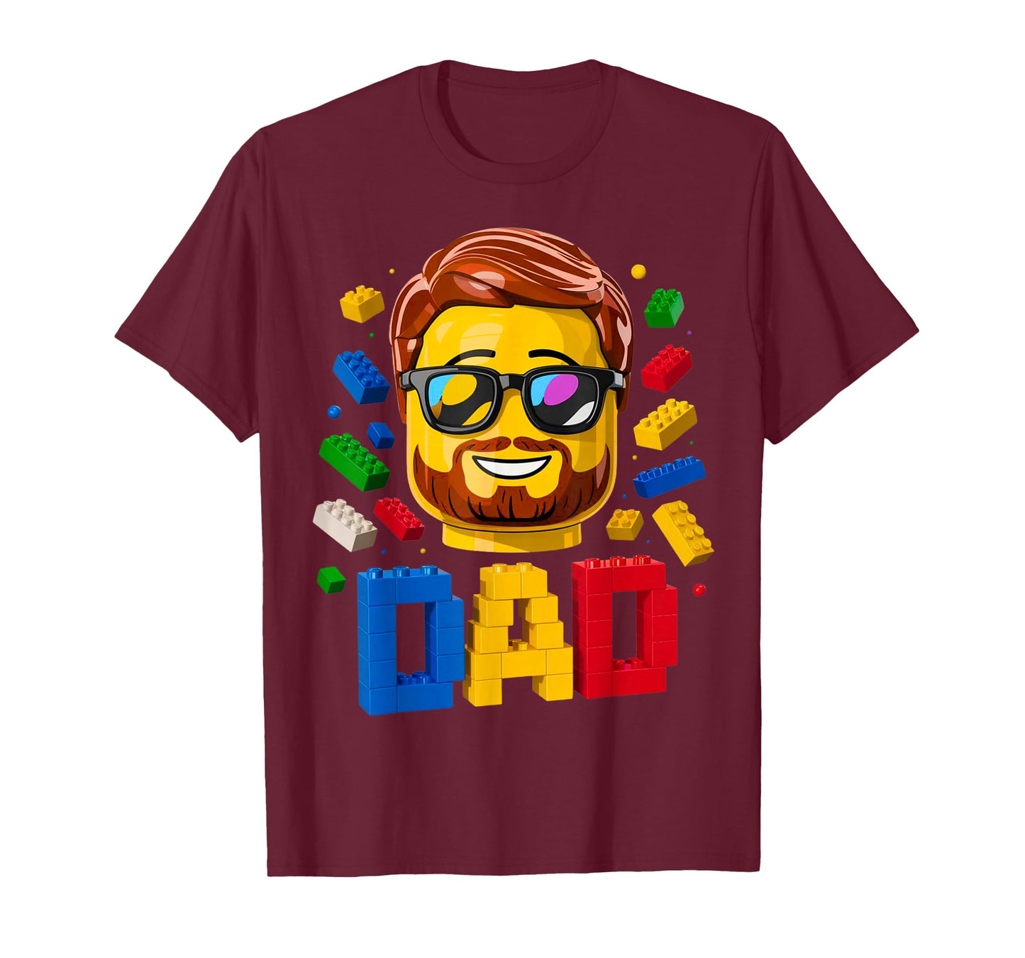Family Dad Master Builder Building Bricks Blocks Fathers Day T-Shirt