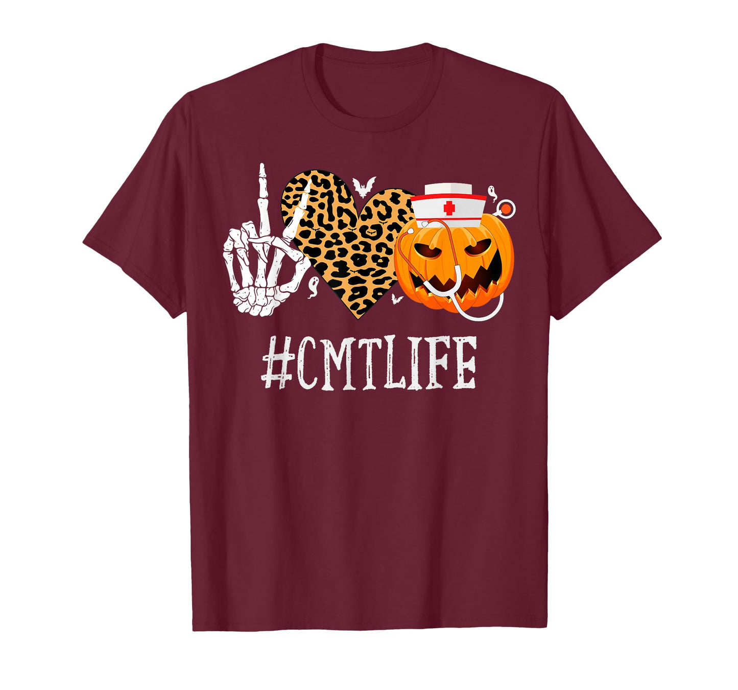 CMT Certified Massage Therapist Peace Love Pumpkin Halloween T-Shirt