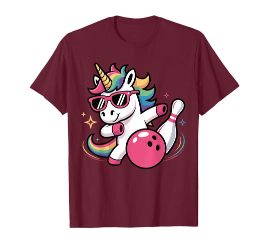 Kawaii Unicorn Dabbing Bowling Birthday Girls T-Shirt