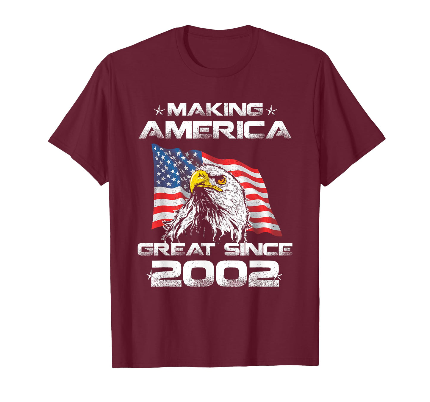 18th Birthday Gift USA Flag Making America Great Since 2002 T-Shirt for Women Men