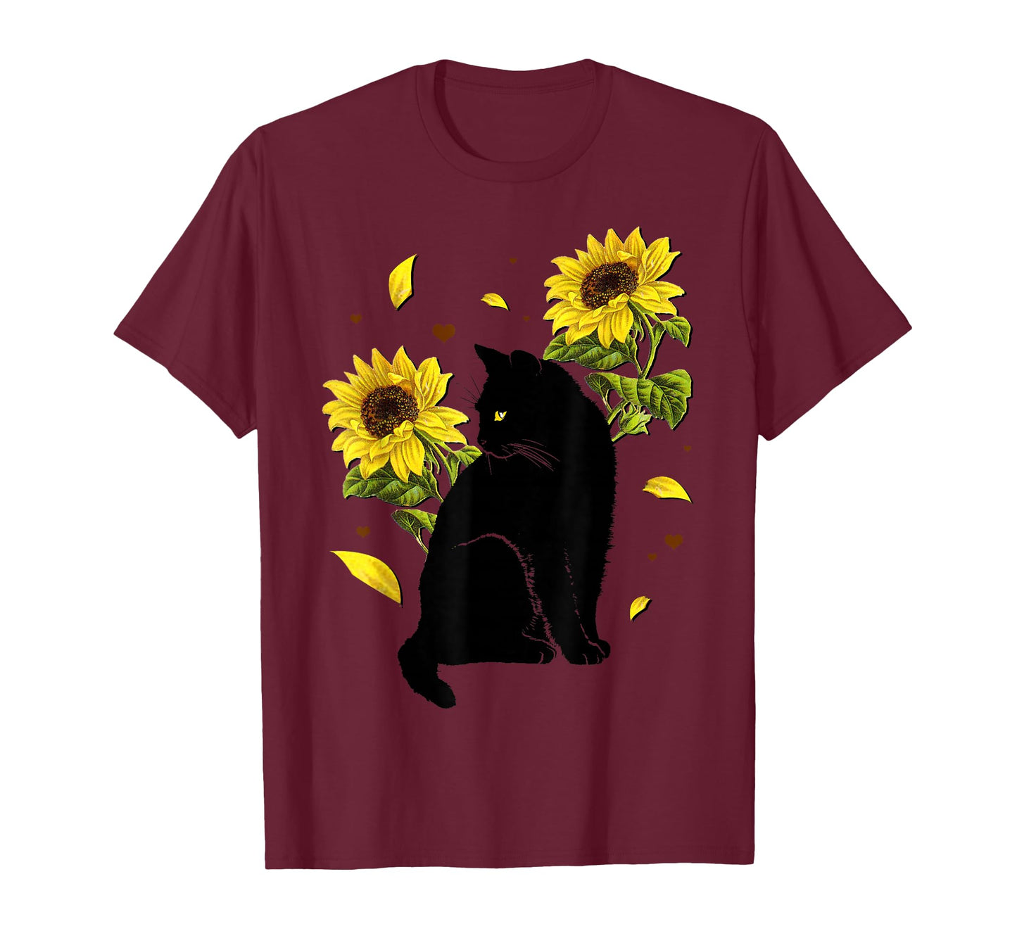 Cat Sunflower Christmas Tree Sun Flower Cat Lover Gift T-Shirt