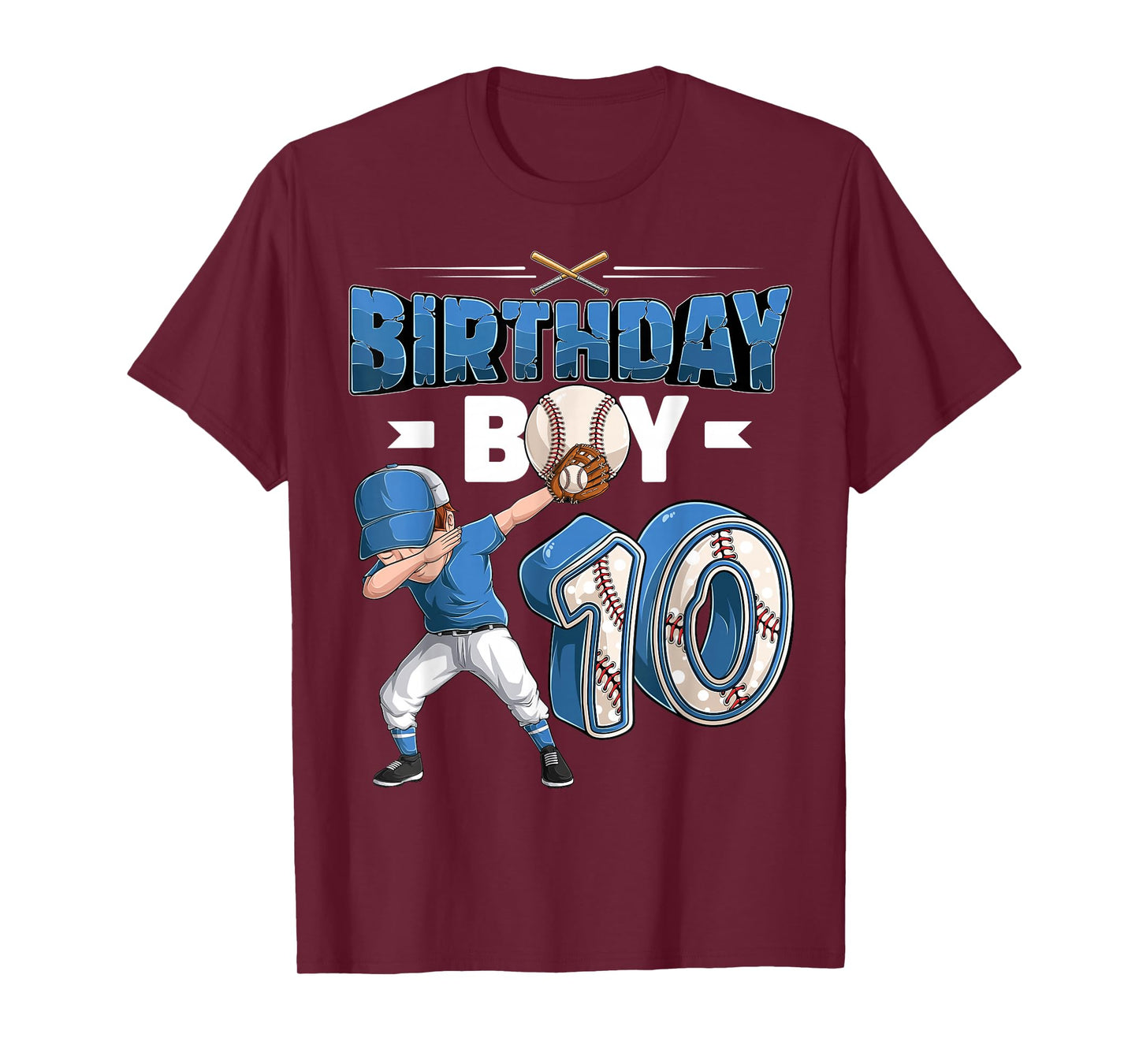 Dabbing boy 10 Year Old Baseball Player 10th Birthday Party T-Shirt