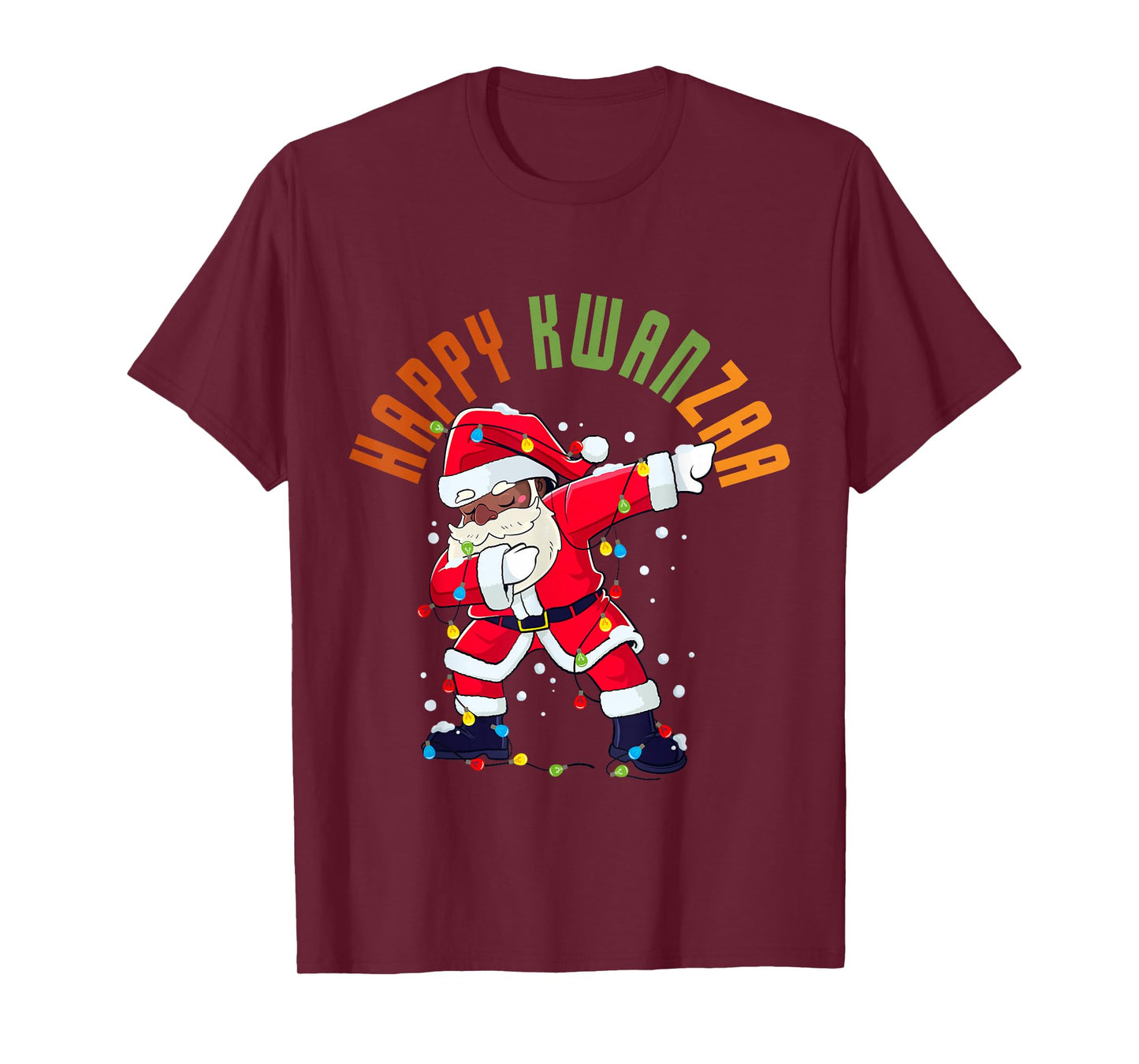 Happy Kwanzaa Black Christmas Funny Santa Dab Dance Men Boys T-Shirt