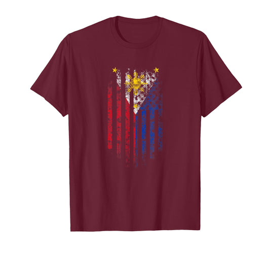 Filipino American Flag T-Shirt - Philippines Shirt T-Shirt for Women Kids Men