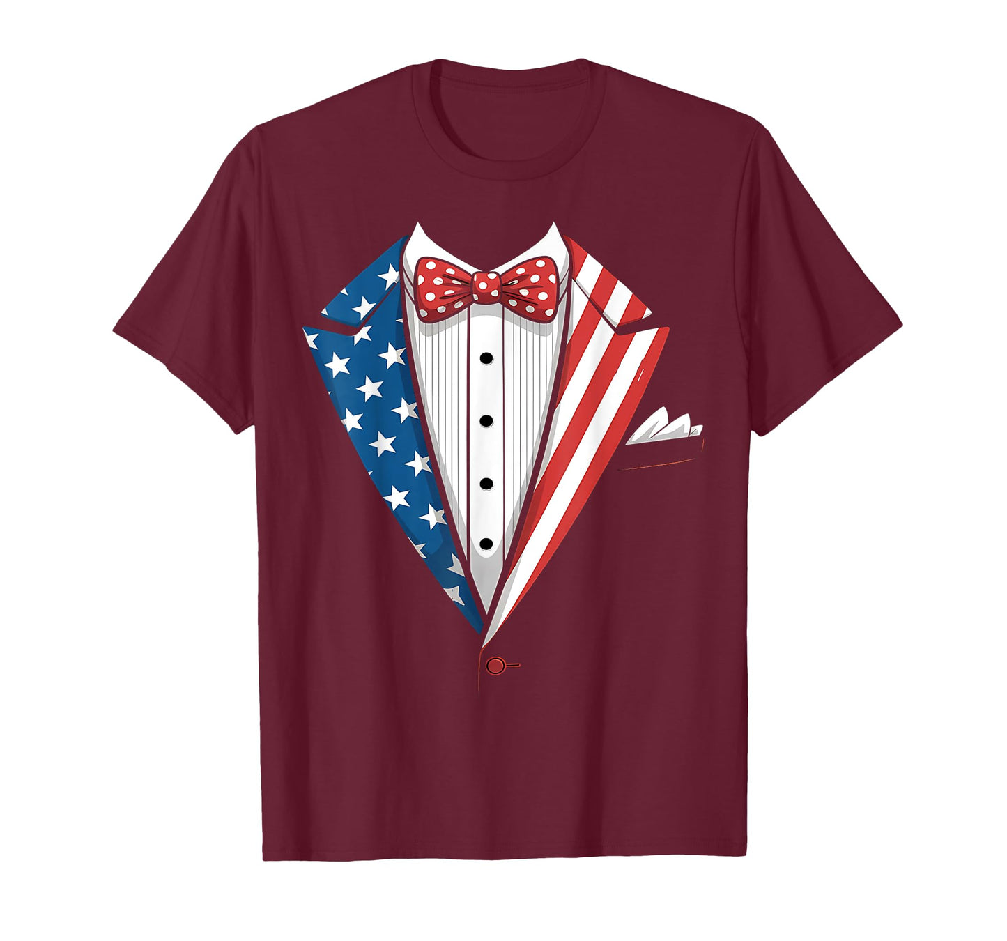 Funny 4th Of July Independence Day American Flag Tuxedo T-Shirt