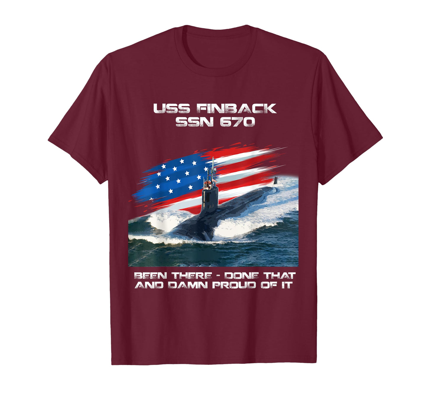 USS Finback SSN-670 American Flag Submarine Veteran Xmas Women Men T-Shirt