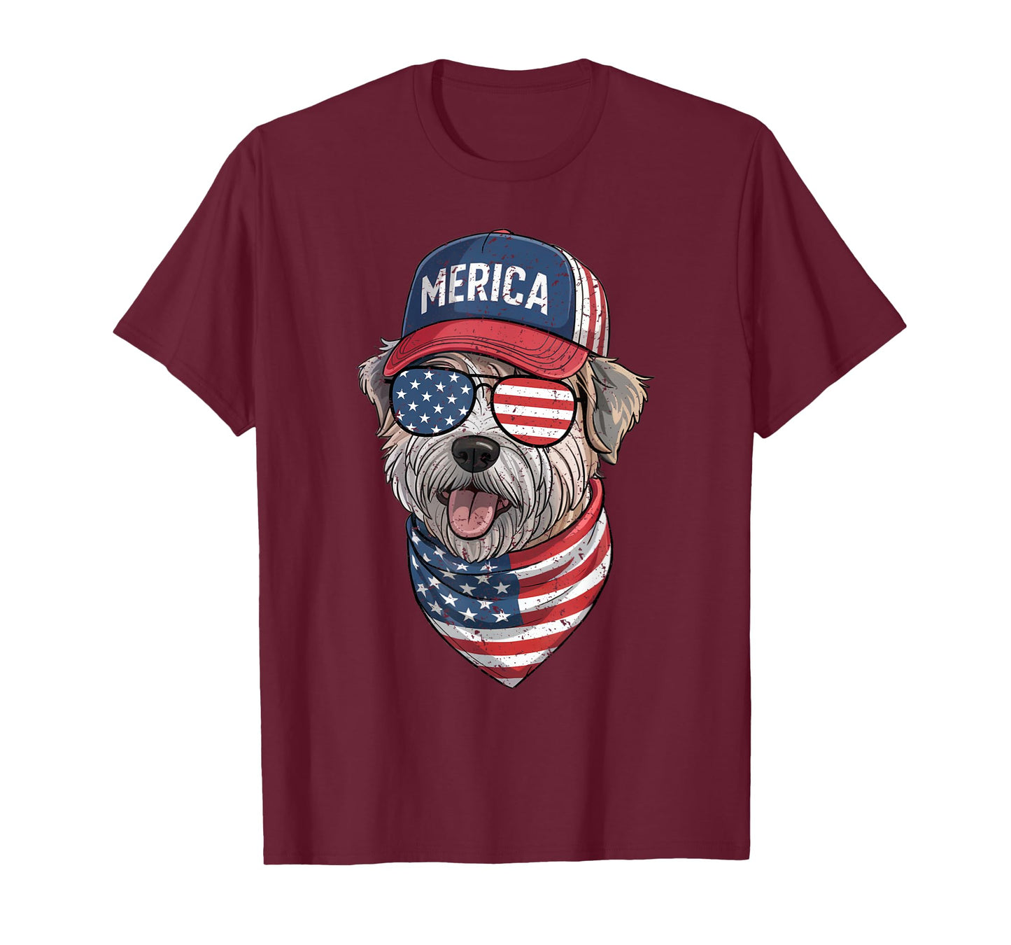 Wheaten Terrier 4th of July US American Flag Dog Patriotic Men Women Kids T-Shirt