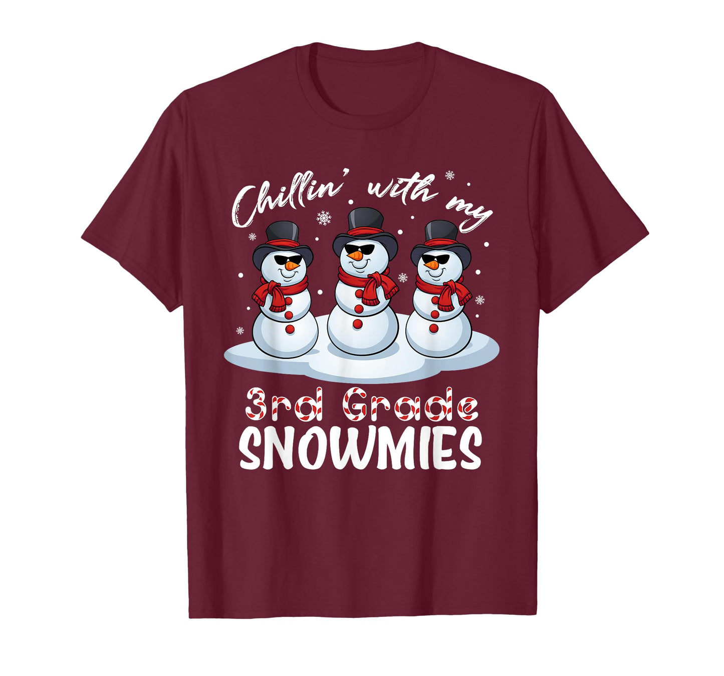 Chillin With My 3rd Grade Snowmies Teacher Xmas Pajamas T-Shirt for Men Women