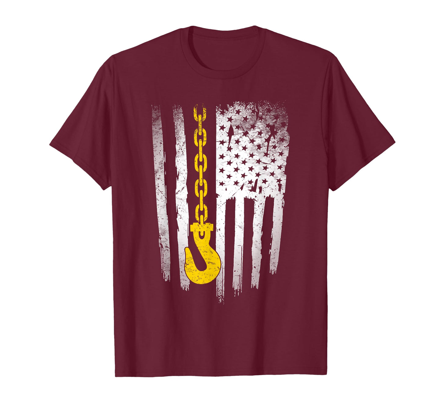 Tow Truck Driver Gift Men USA Flag Towing Hook For US T-Shirt