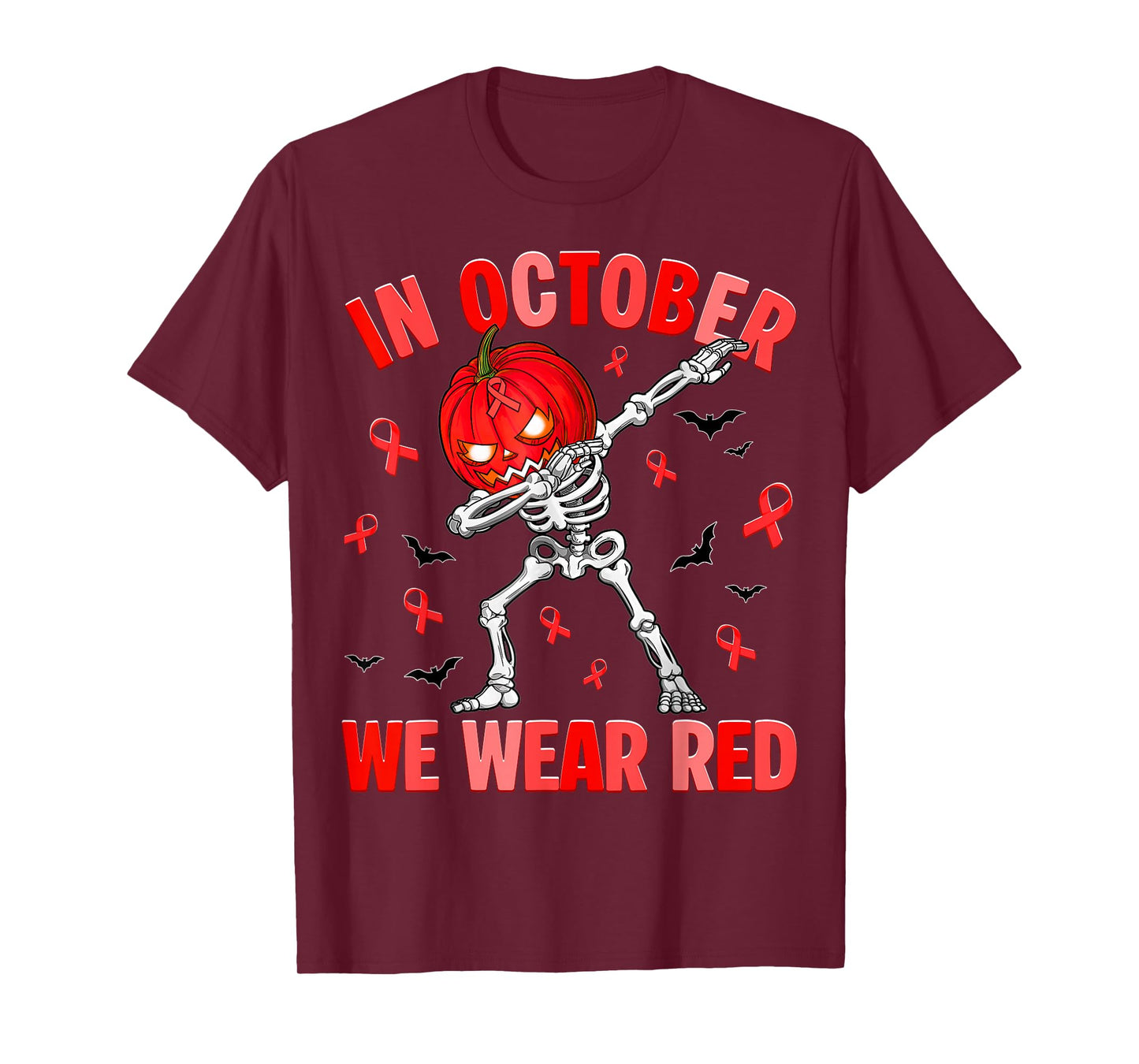 in October We Wear Red Ribbon Week Awareness Men Boy T-Shirt
