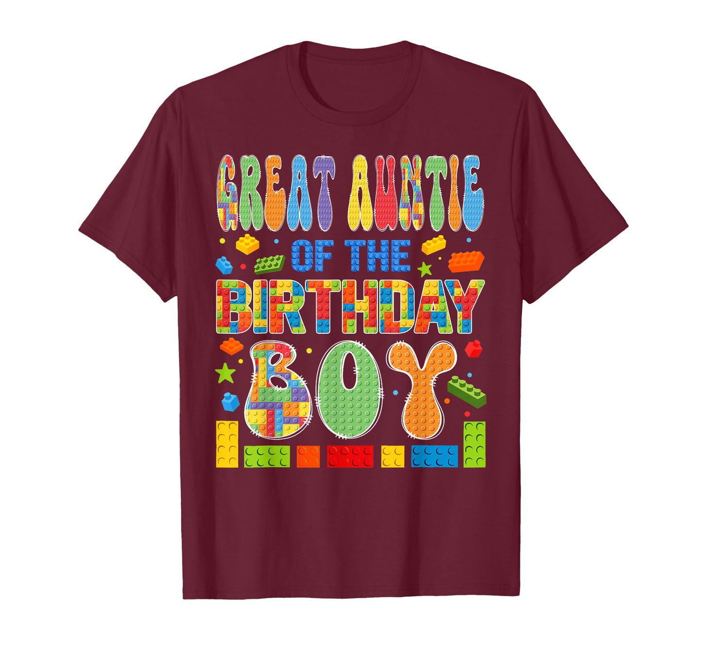 Great Auntie Of The Birthday Boy Building Block Birthday T-Shirt