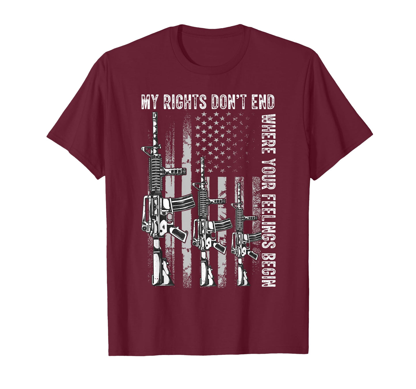 My Rights Don't End Where Your Feelings Begin USA Flag Gun T-Shirt Small