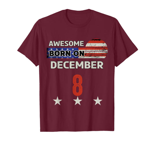 Awesome December 8 Vintage USA Flag Classic December 8th T-Shirt