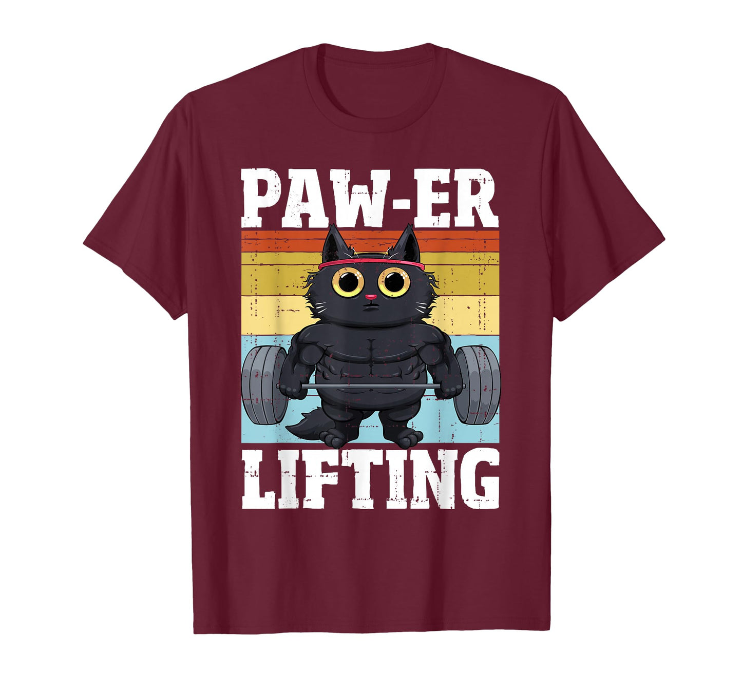 Power Lifting Paw Cat Gym Funny Workout Cat T-Shirt