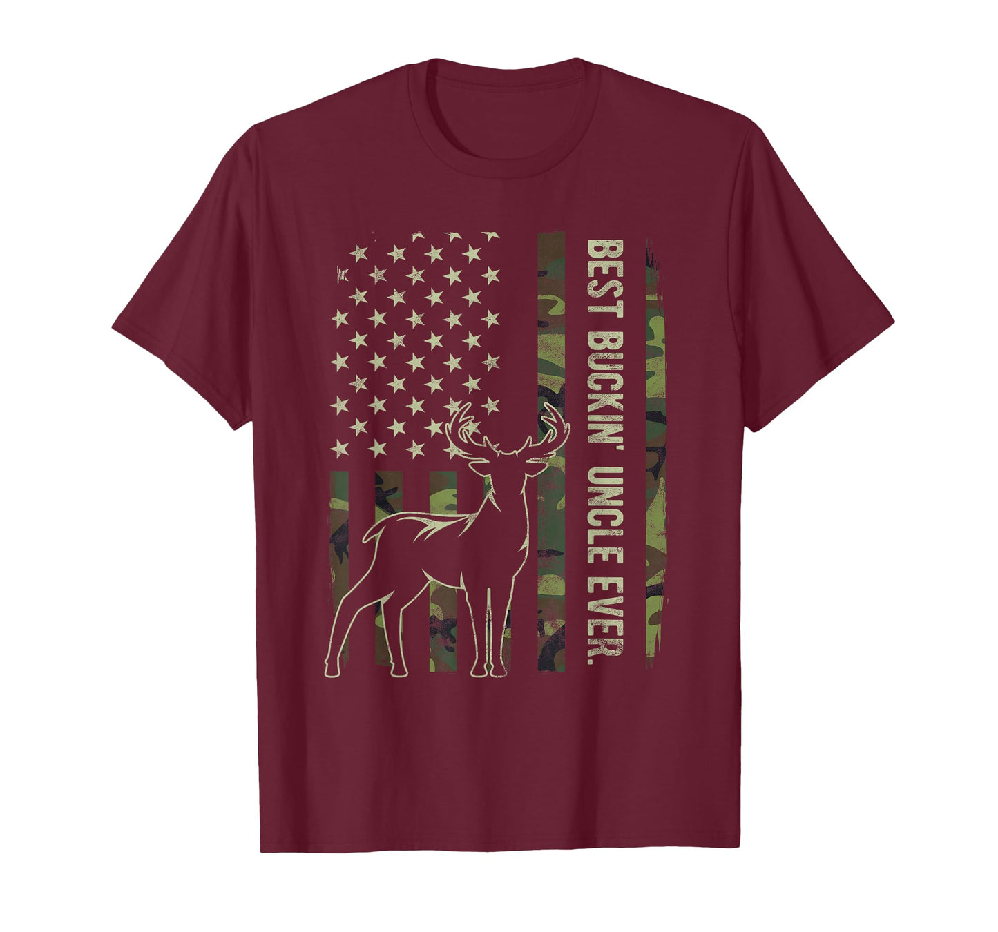 Best Buckin' Uncle Ever Camo American Flag Deer Hunting T-Shirt