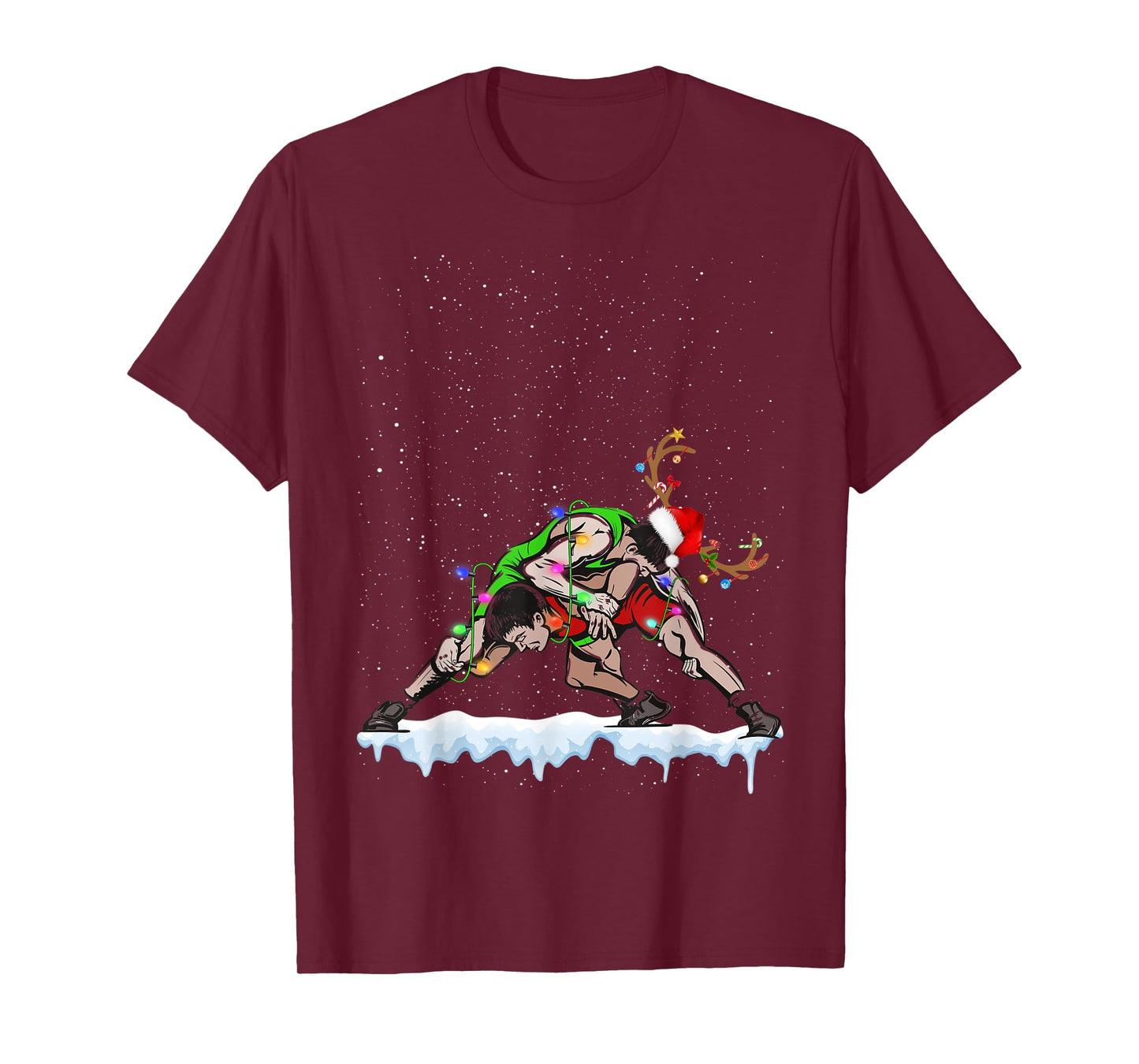 Christmas Wrestling Santa Hat Xmas Boys Men Sport T-Shirt