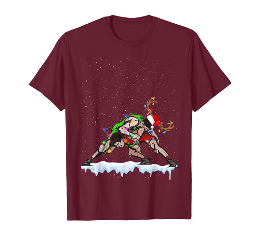Christmas Wrestling Santa Hat Xmas Boys Men Sport T-Shirt
