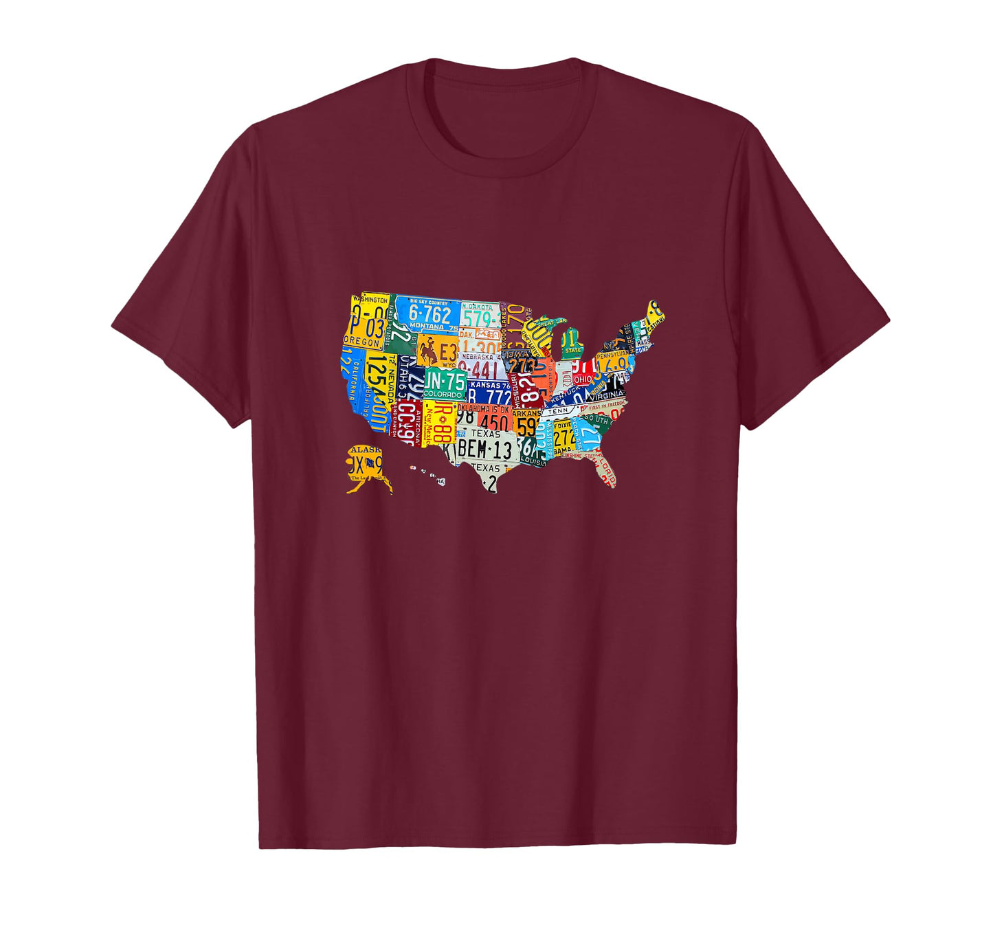 Kids License Plate American Flag US Map Art American Map T-Shirt
