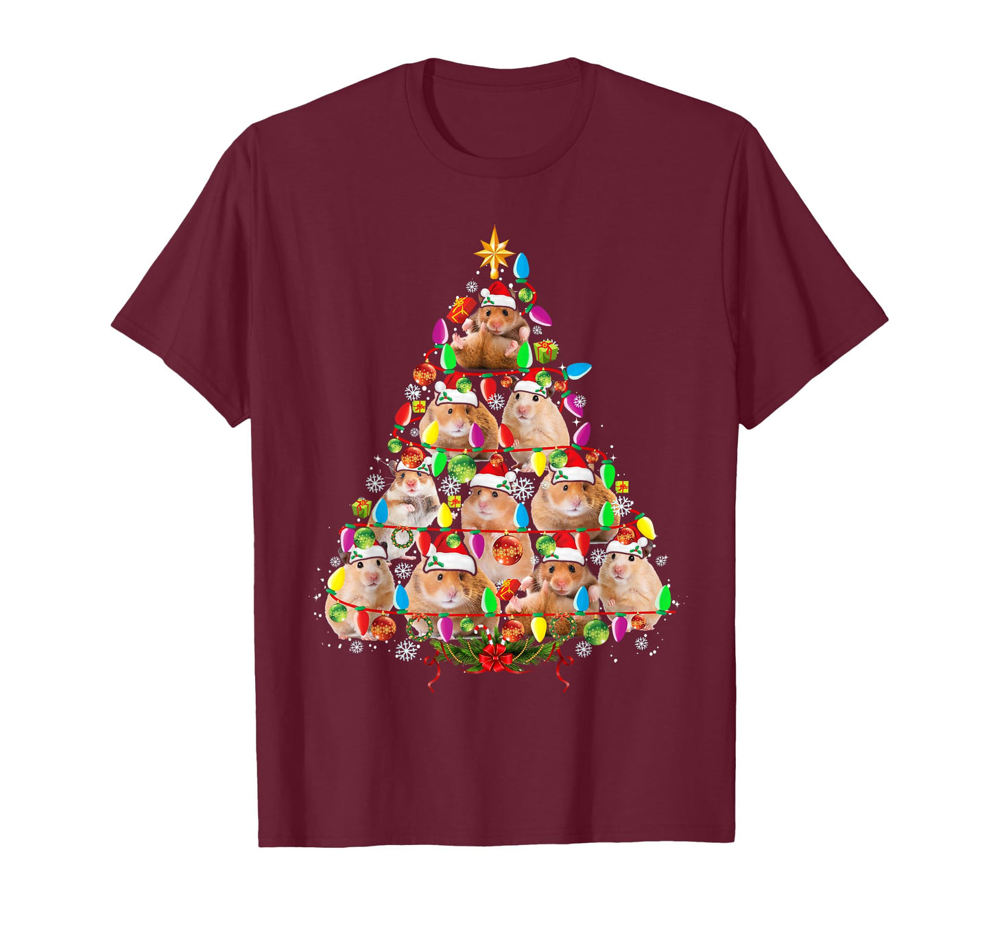 Hamsters Christmas Tree Santa Hamsters Christmas Lights T-Shirt