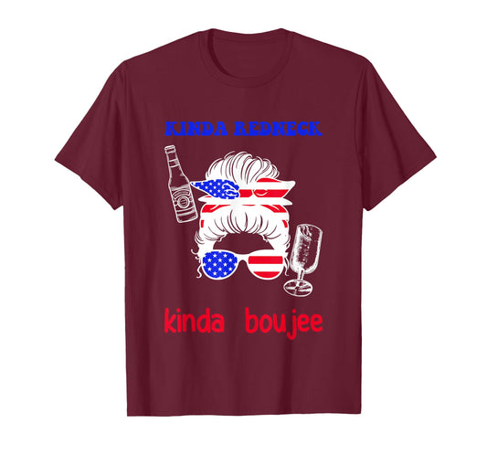 Kinda Redneck Kinda Boujee Messy Bun America Girl T-Shirt