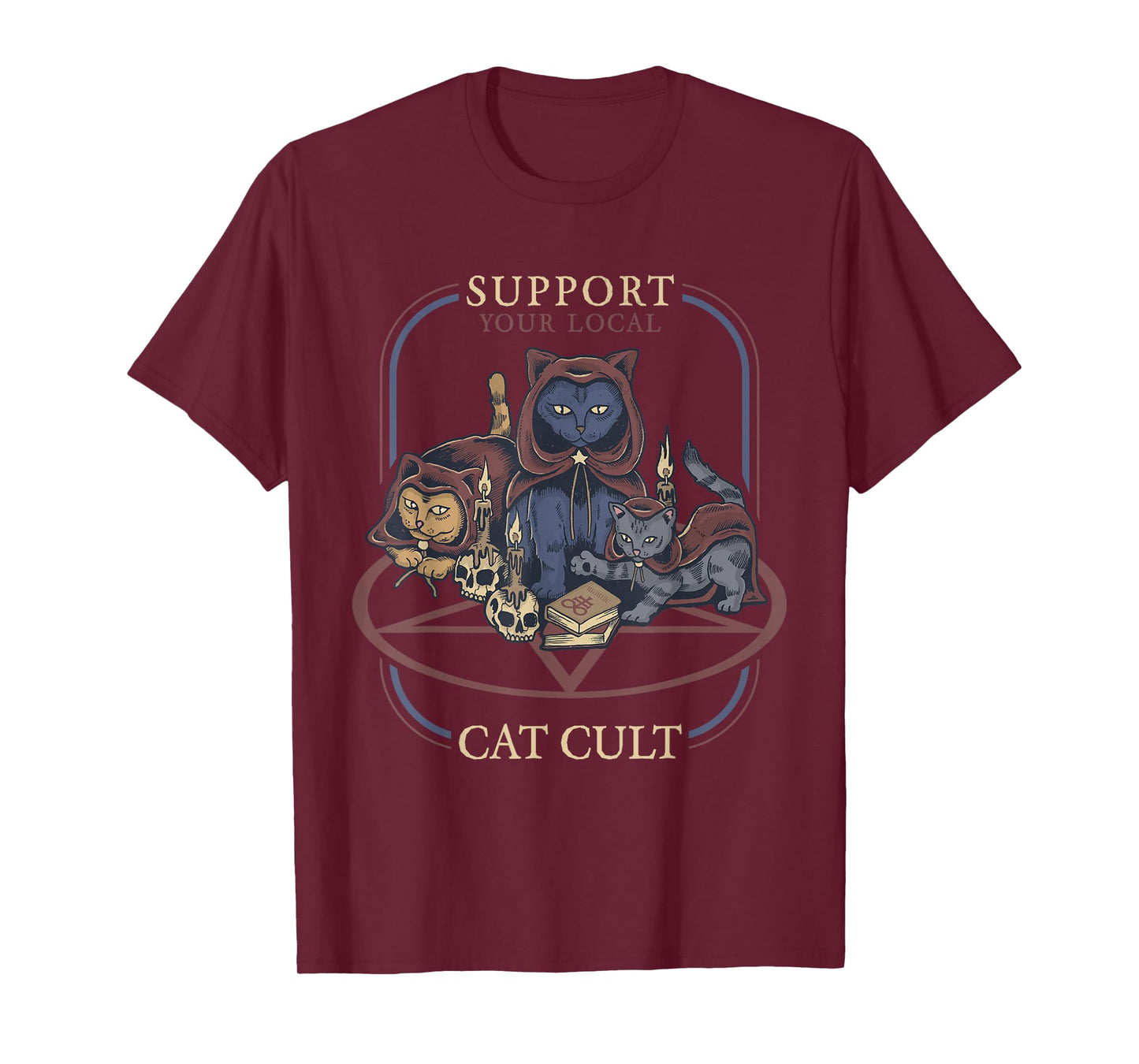 Support Your Local Cat Cult - Retro Occult T-Shirt Small