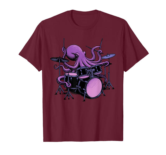 Octopus Shirt Funny Octopus Playing Drums For Drummer T-Shirt