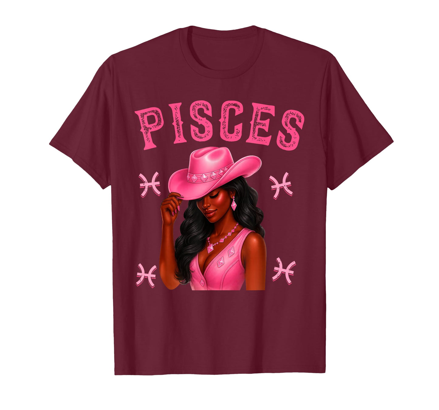 Pisces African American Women Western Black Cowgirl T-Shirt