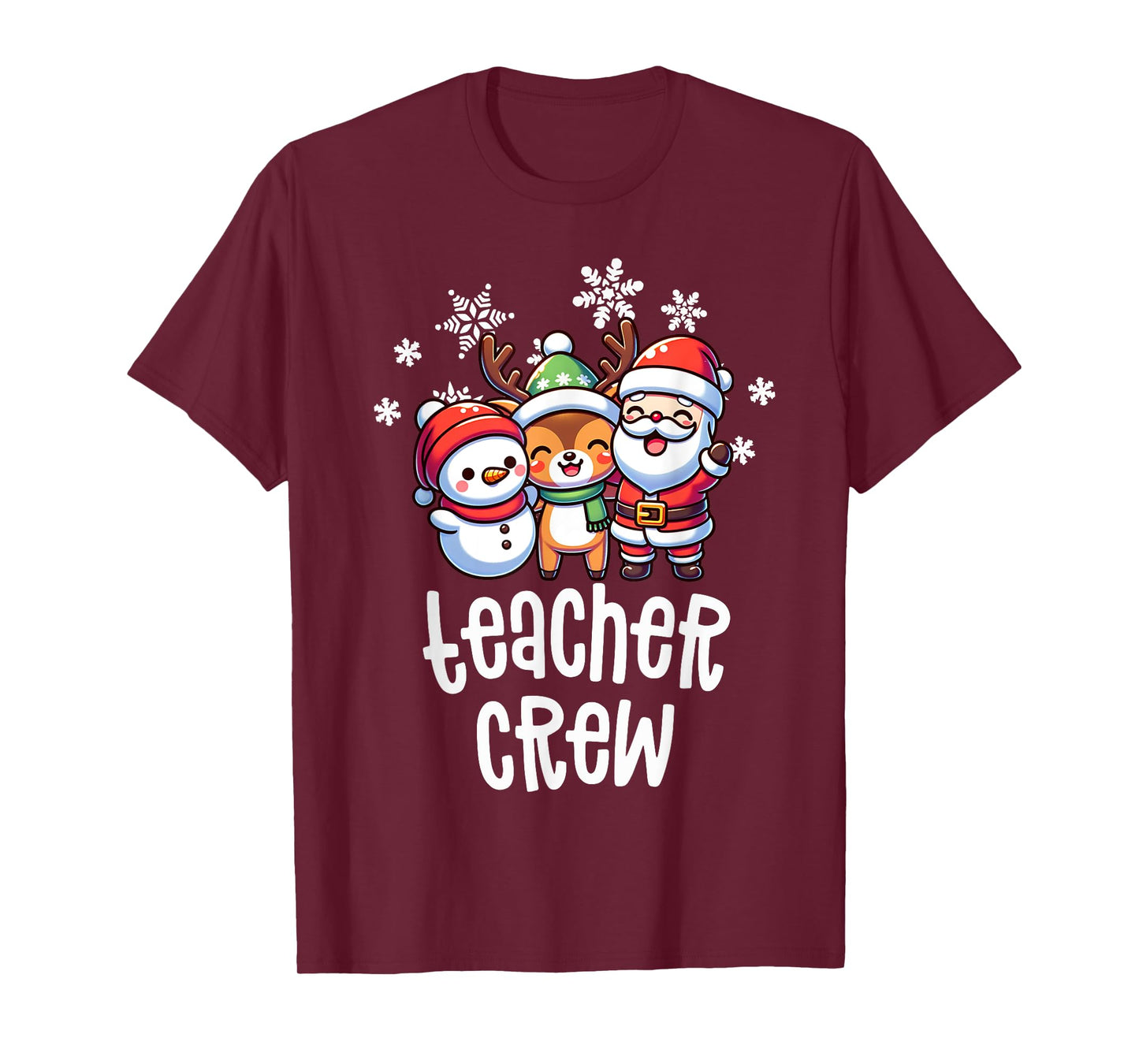 Christmas Teacher Crew Santa Snowman Holiday School Squad T-Shirt