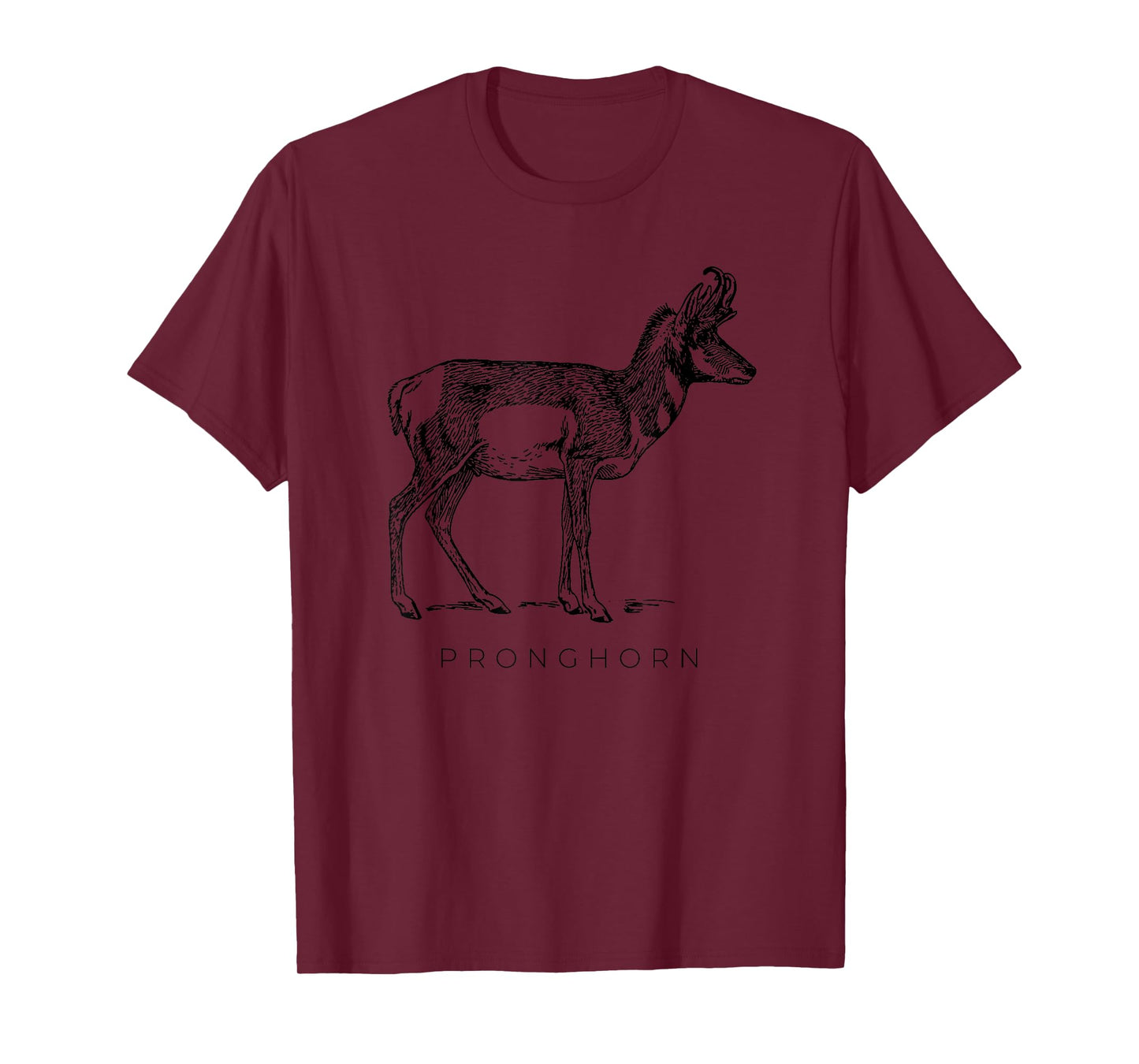 American Antelope Looks Like Art Drawing Pronghorn T-Shirt, Boys, Unisex-Adults, Short Sleeve, Grey, S, Classic Fit, Cotton 90% Polyester 10%
