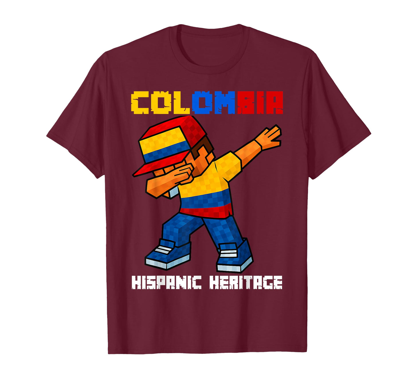 Colombia Dab Boy Game Pixel Hispanic Heritage Colombian Kids T-Shirt