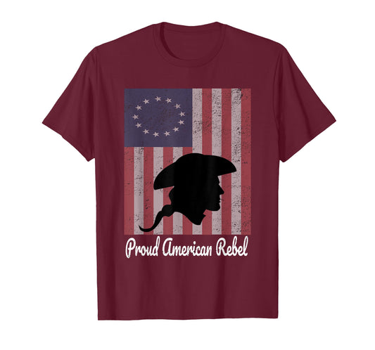 Betsy Ross 1776 Colonial Battle Flag Proud American Rebel T-Shirt