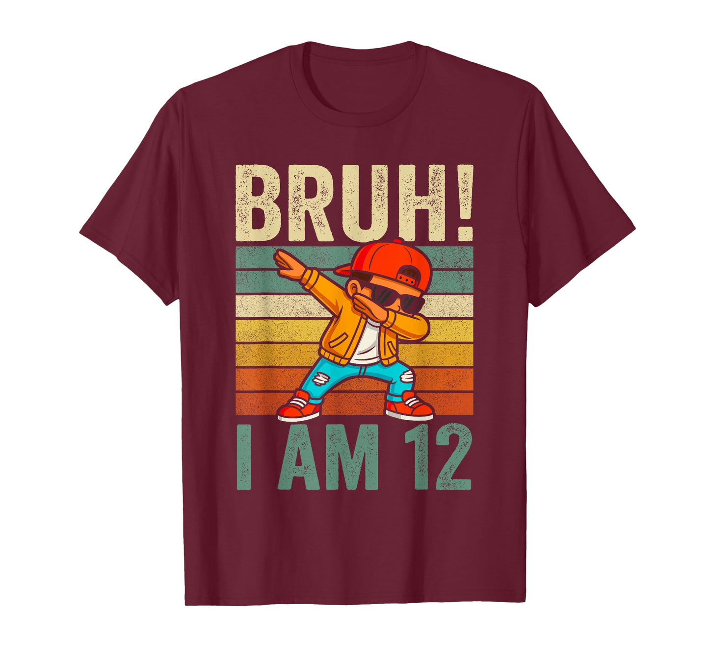 Bruh I'm 12 Birthday Boy Shirt, Dabbing Boy 12th Birthday T-Shirt